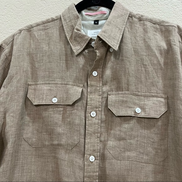 Apolis Global Citizen Military Woven Button Linen Work LS Shirt Men’s XL Office - Picture 5 of 10